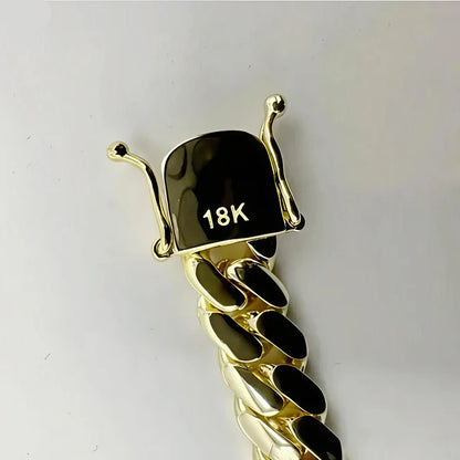 12mm Cuban chain and bracelet set, 18K Gold