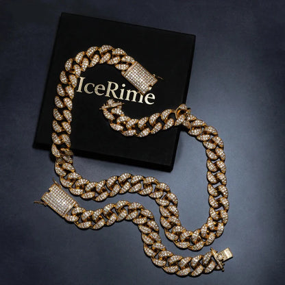 20mm Cuban Chain & Cuban Bracelet Bundle - Gold/White Gold