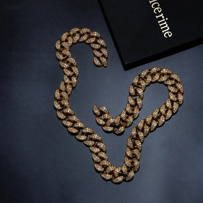 20mm Cuban Chain & Cuban Bracelet Bundle - Gold/White Gold