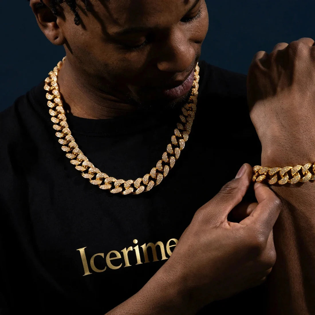 20mm Cuban Chain & Cuban Bracelet Bundle - Gold/White Gold