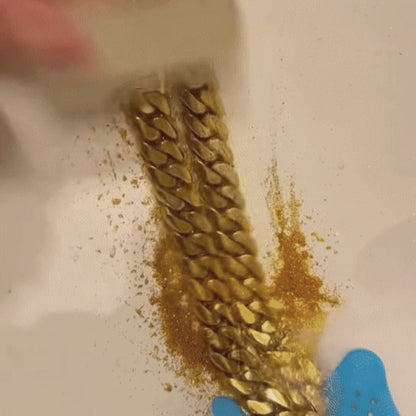 12mm Cuban chain and bracelet set, 18K Gold